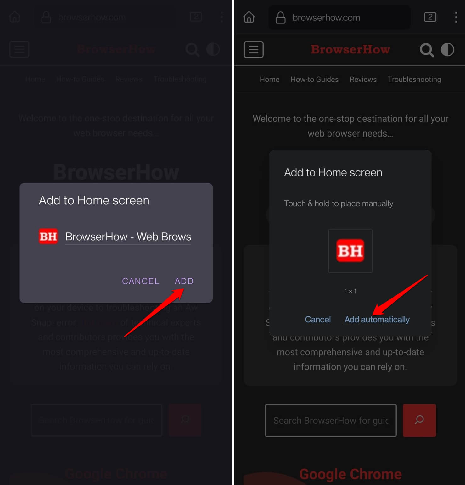 add a website to home screen on Firefox Android