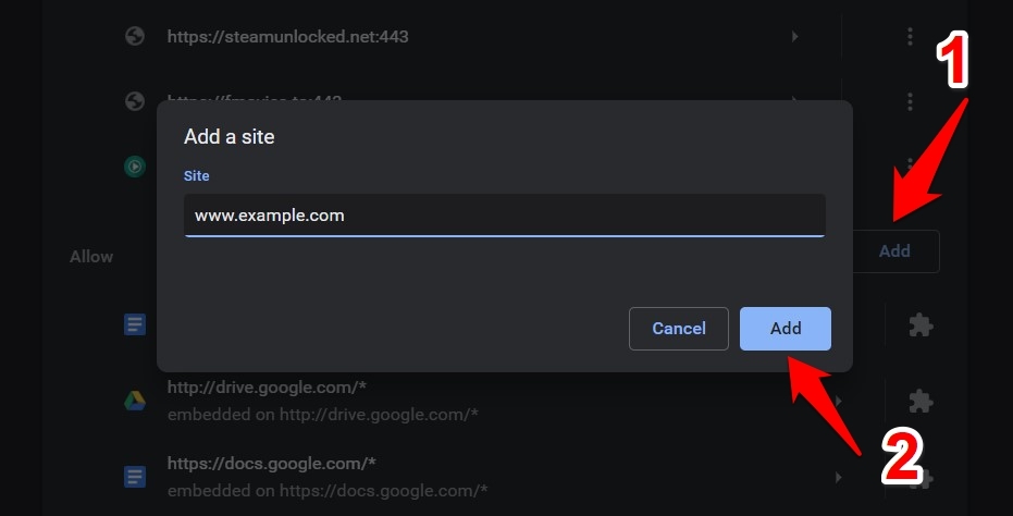 Add site URL to Allow Site Notifications