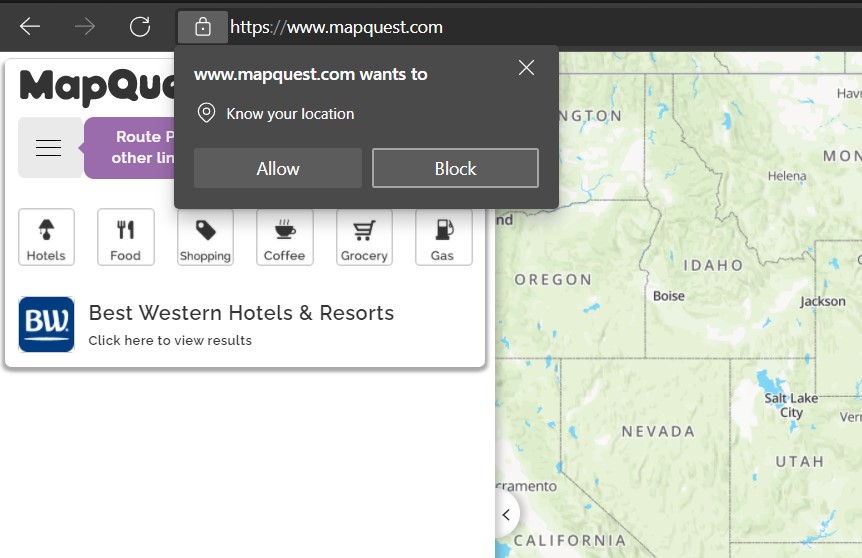 Allow or Block the Location Access Request on Edge Computer Browser