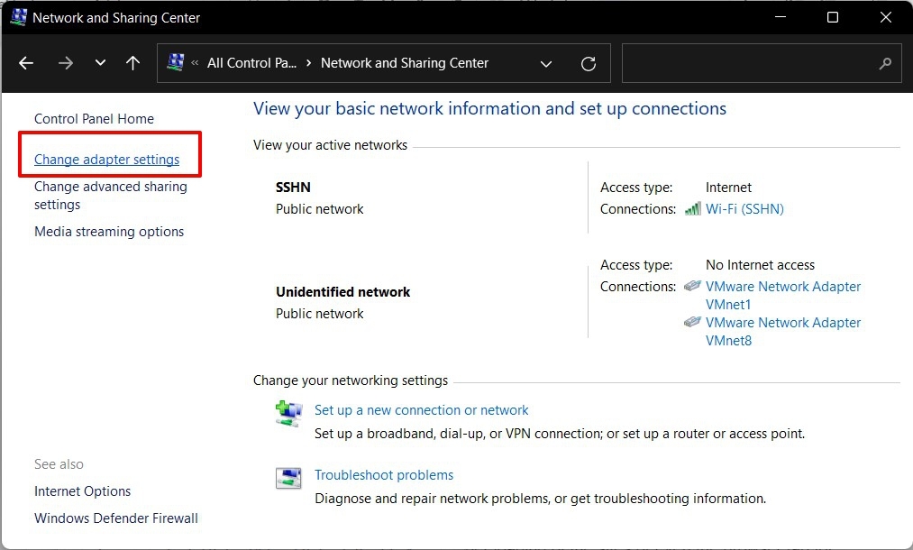 Change Network Adapter Settings in Windows PC