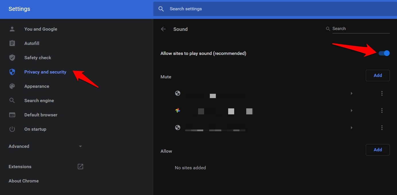 Chrome Allow sites to play sound