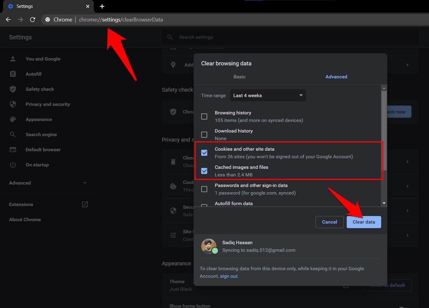 Clear Browser Data from Chrome Browser