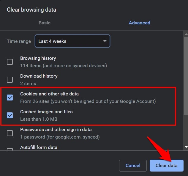 Clear Cookies and Cache Data from Chrome Computer