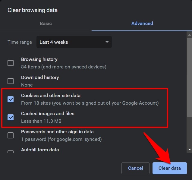 Clear Cookies and Cache from Chrome Browser