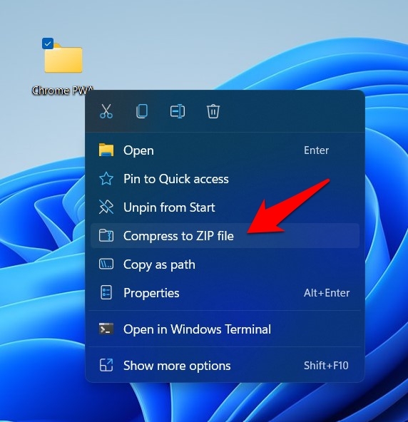 Compress the Chrome App folder to ZIP