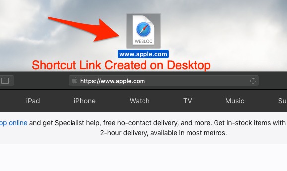 Create Apple Safari Page URL Shortcut Link