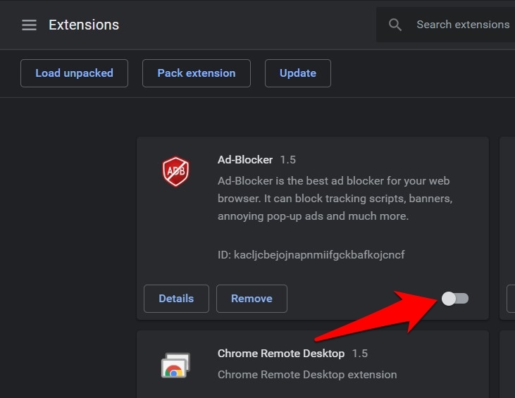 Disable browser extensions on chrome computer