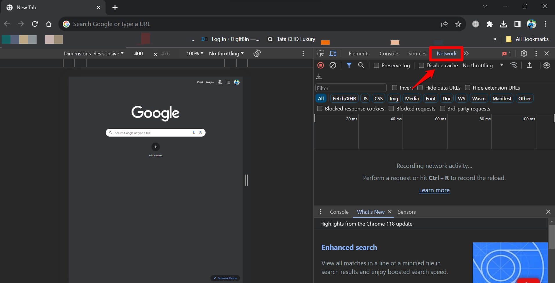 disable cache system in Chrome