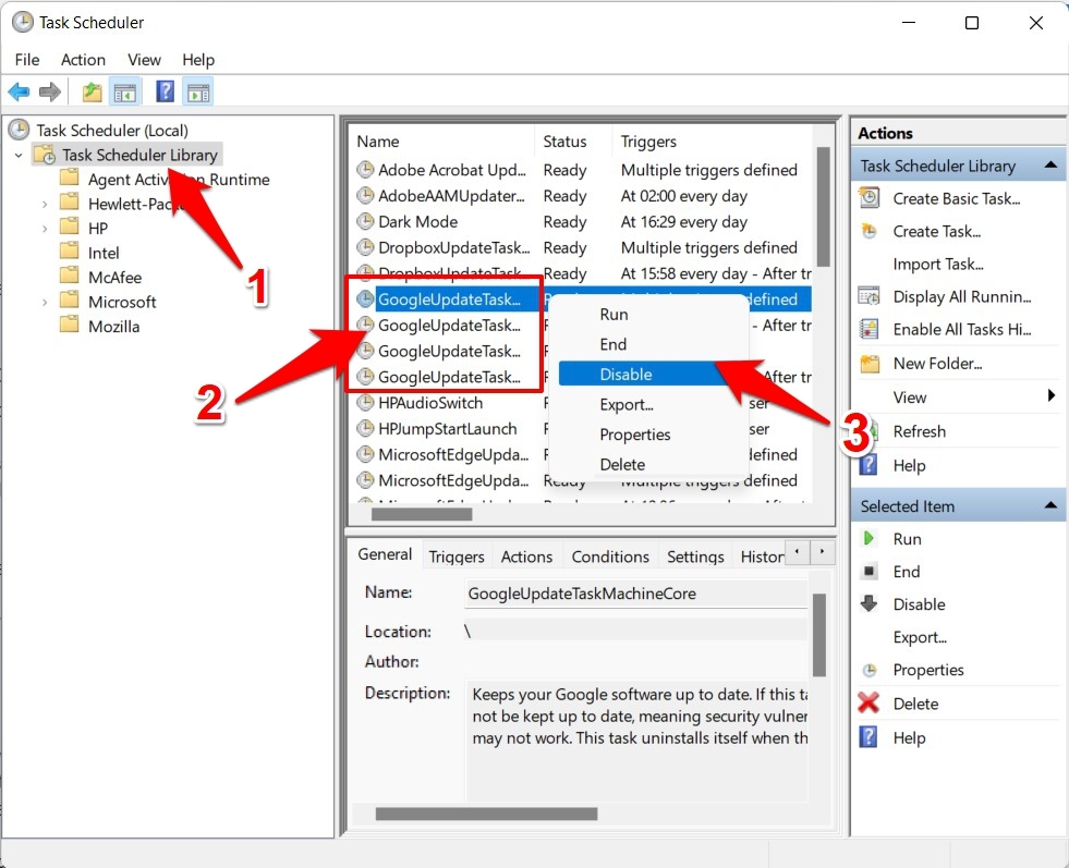 Disable Google Update Task from Task Scheduler