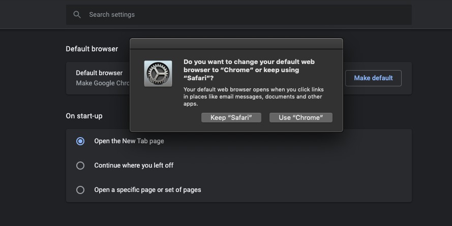 do you want to change your default web browser to chrome