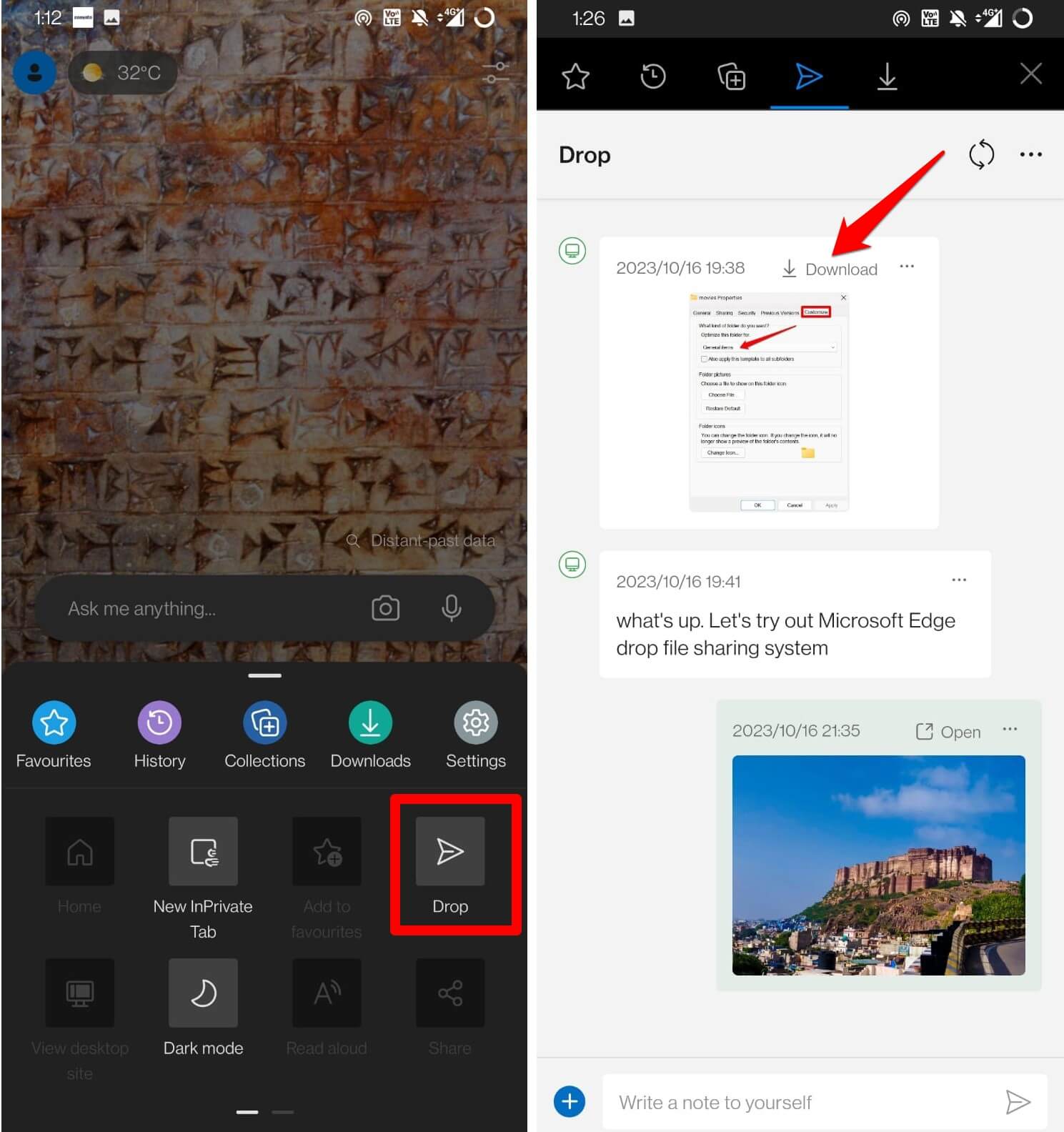 download a file in Drop