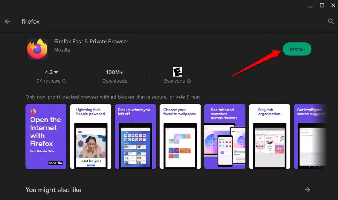 download Firefox on Chromebook using Play Store