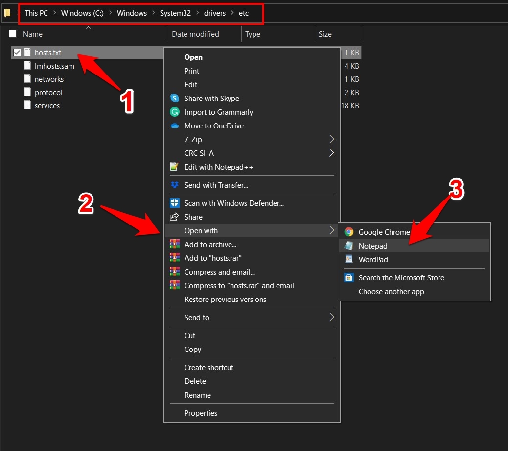 Edit Host File in Windows Notepad