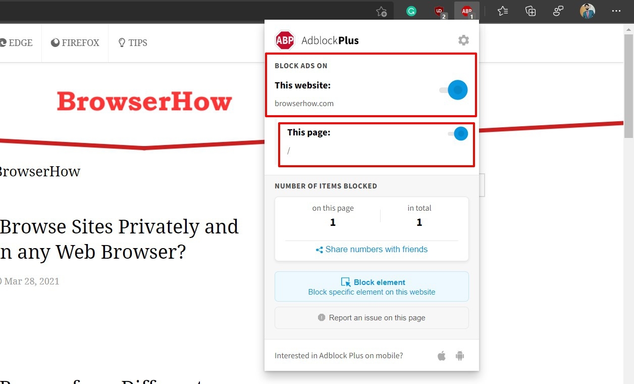 Enable or Disable AdBlock Plus for a Website