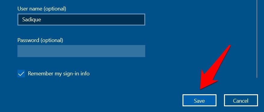 Enter Username and Password of VPN service