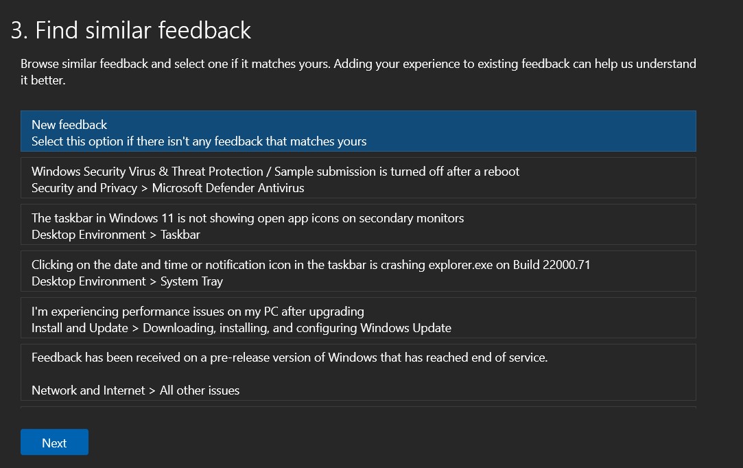 Find Similar Reports and Categories to Report Feedback