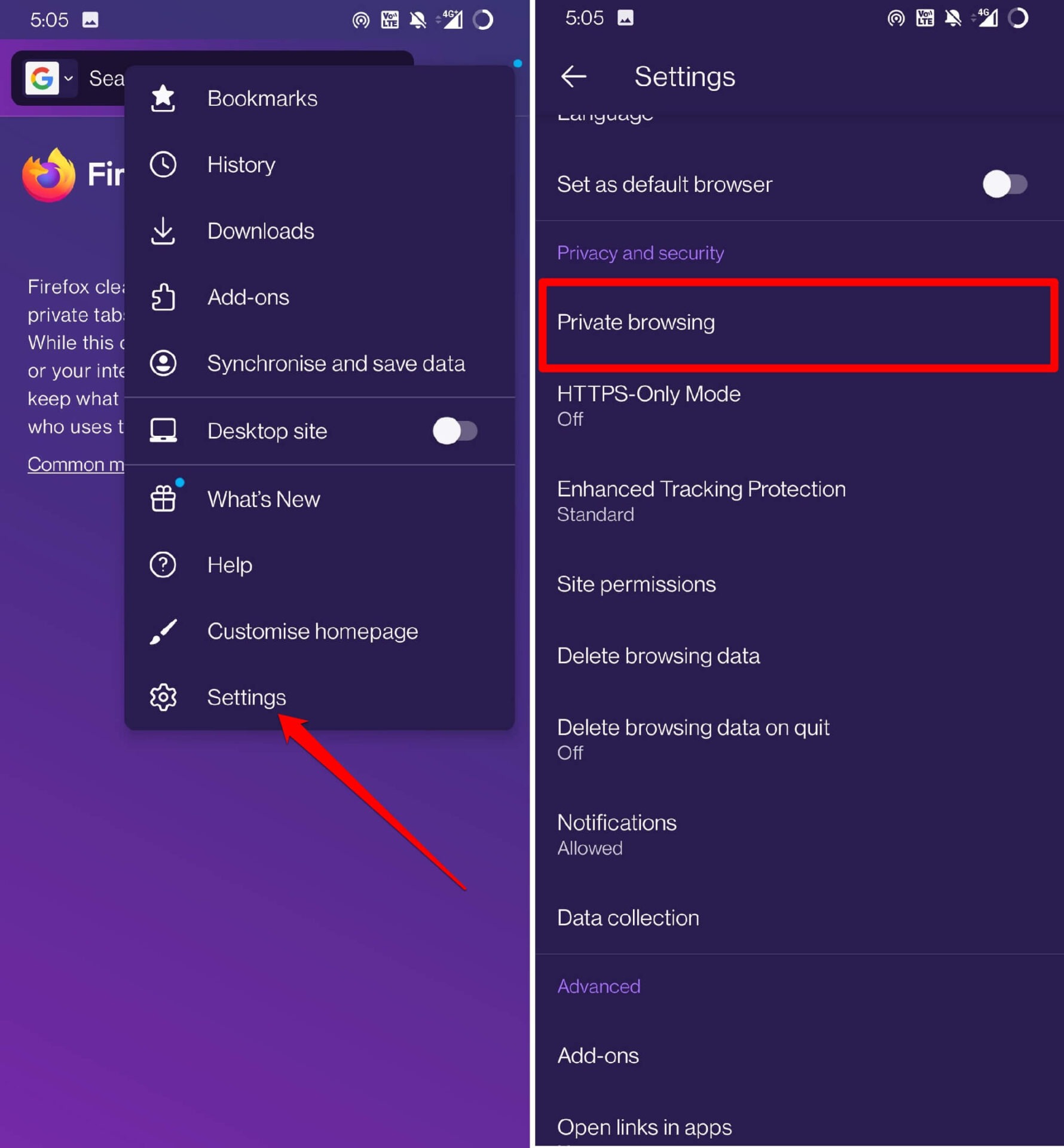 firefox private browsing settings
