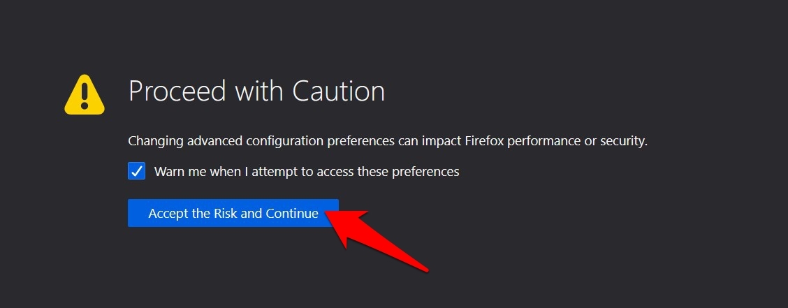 Firefox Proceed with Caution