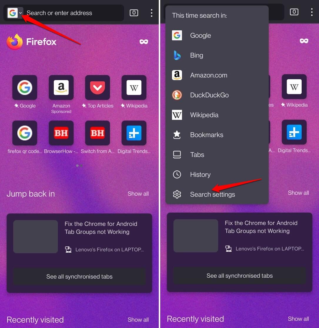 firefox search settings