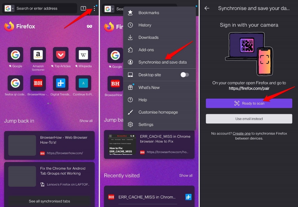 Firefox synchronize and save data