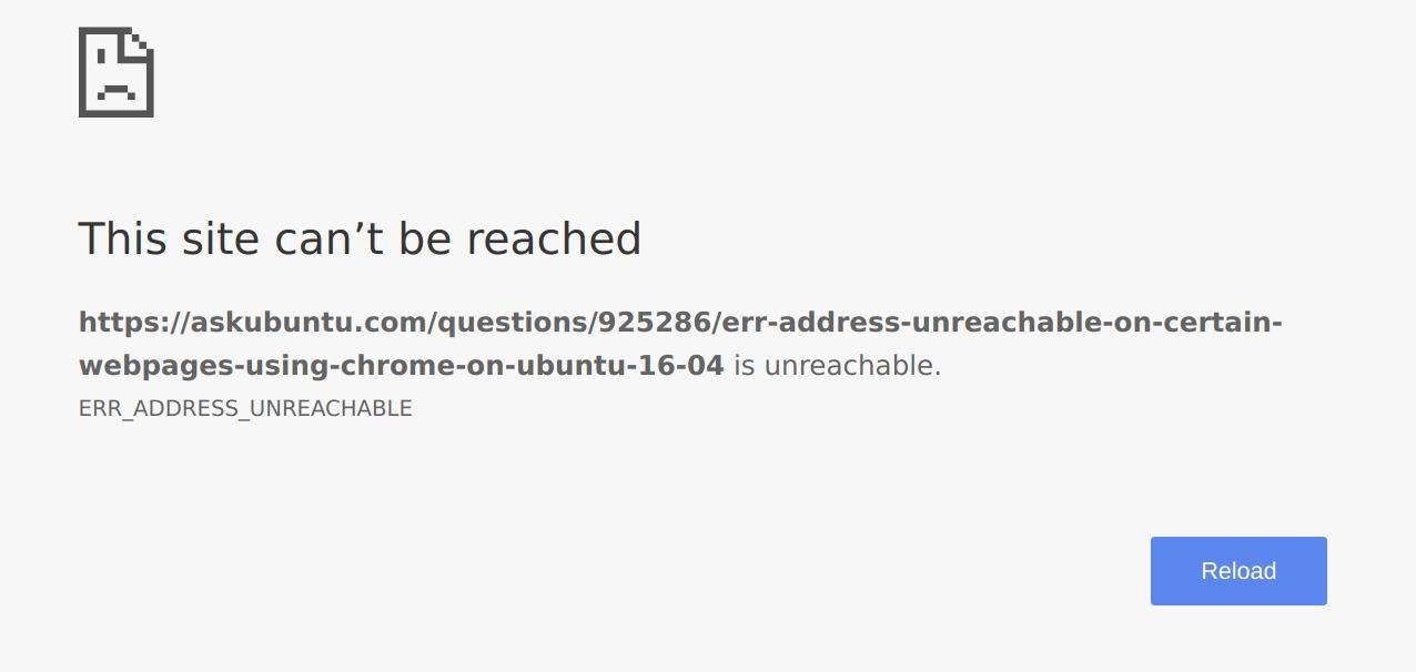Fix ERR_ADDRESS_UNREACHABLE in Chrome browser
