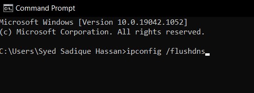 FlushDNS command in Windows Command Prompt