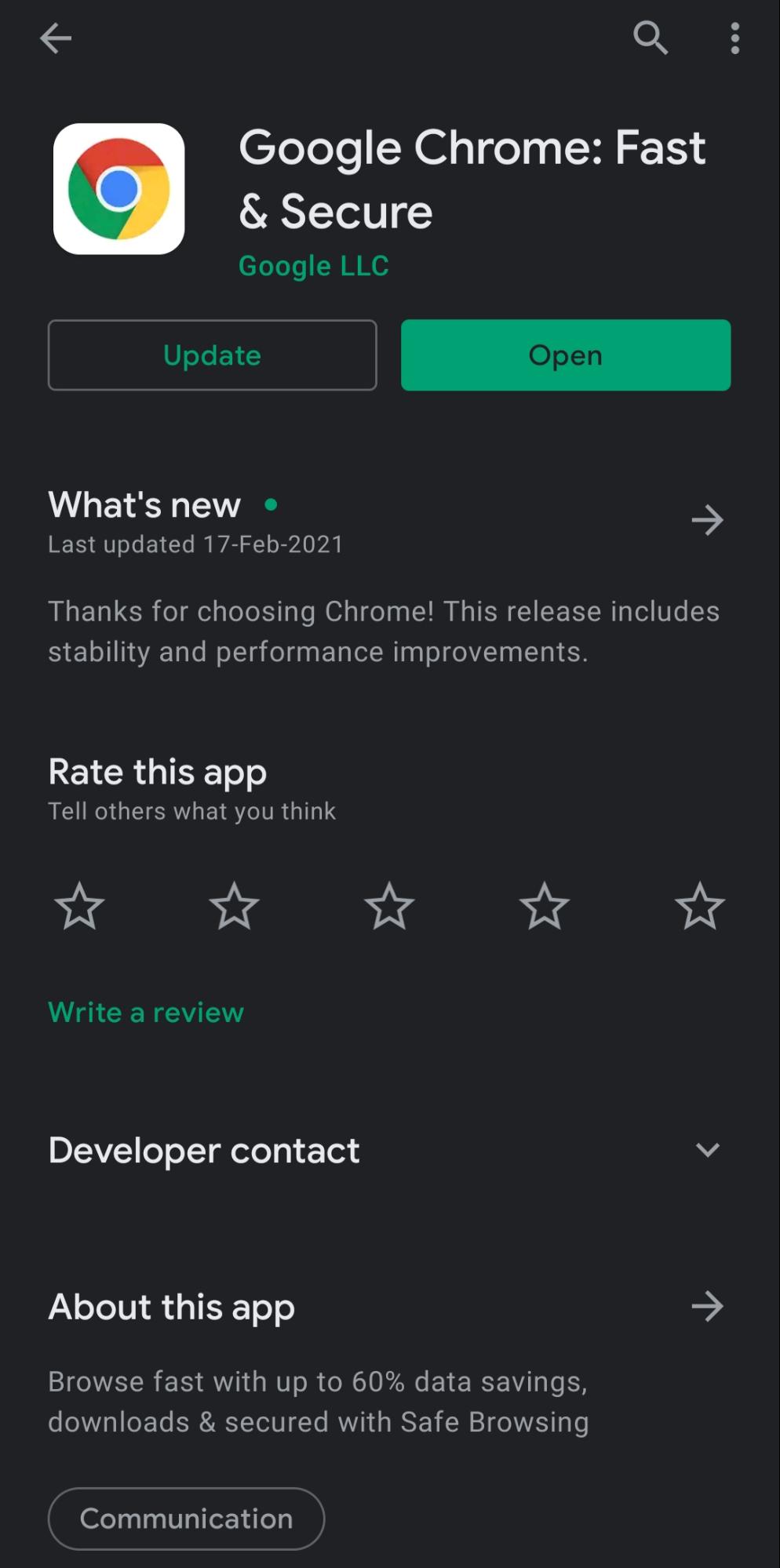 Google Chrome Android Browser on PlayStore