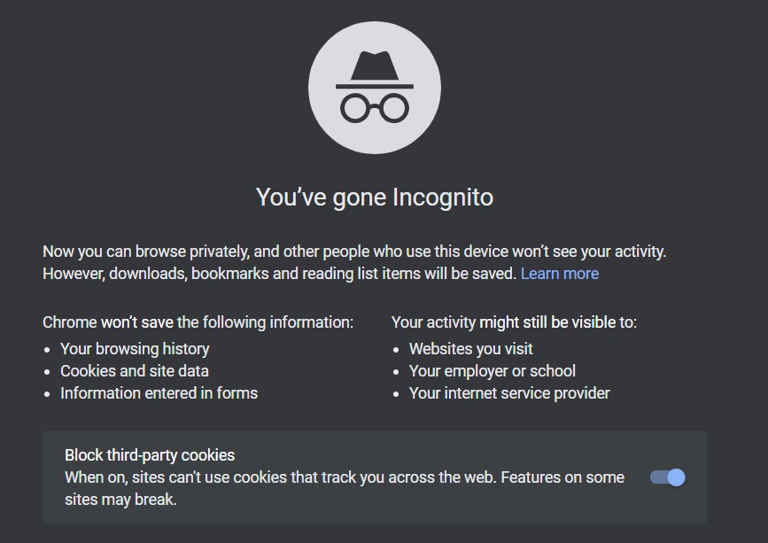 Google Chrome Incognito Mode