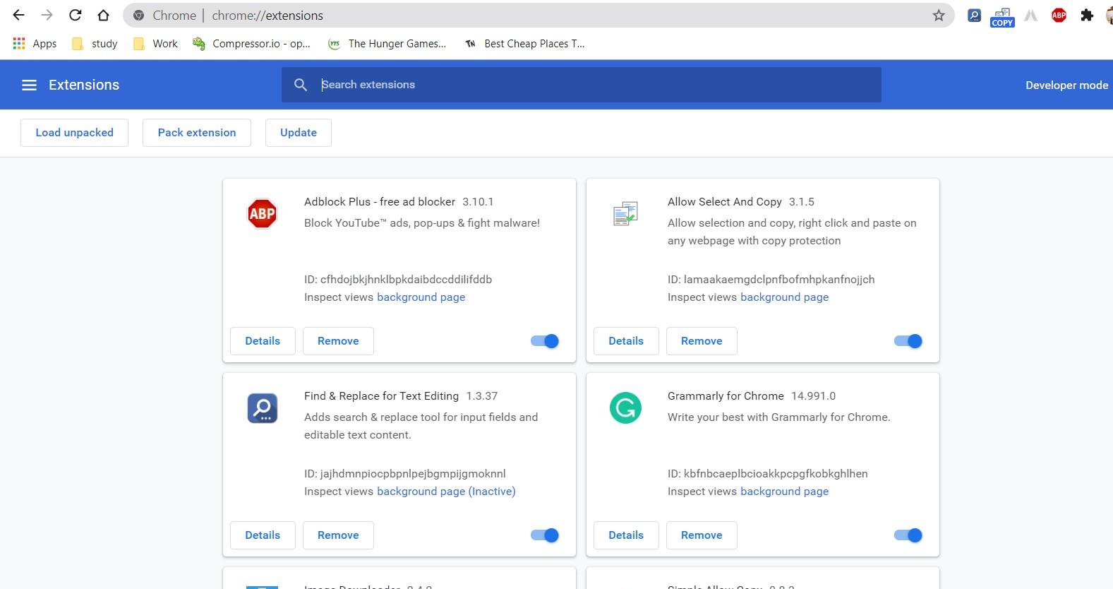 Google chrome installed extensions