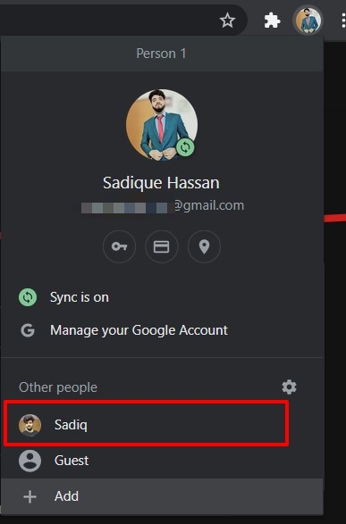 Google Chrome Second Profile Added