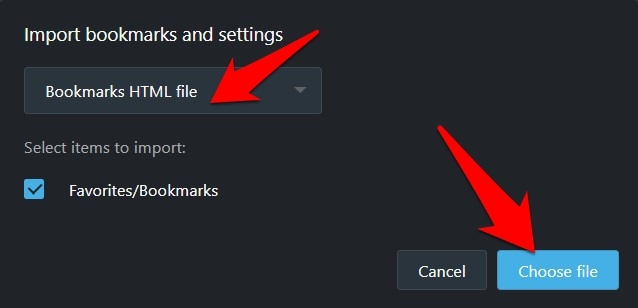 Import Bookmarks in Opera browser from HTML file