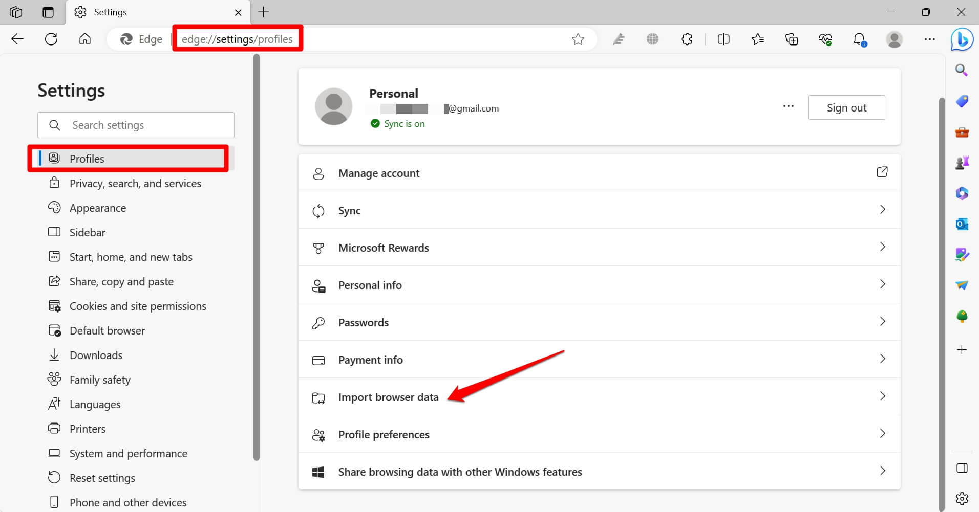 import browser data from Microsoft Edge