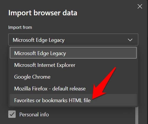 Import Favorite or Bookmark HTML file