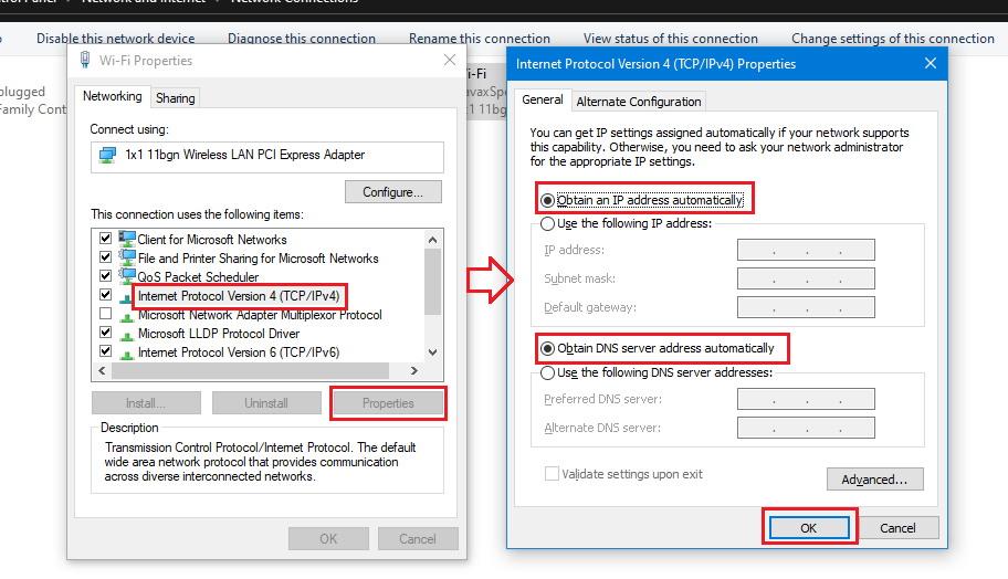Internet Protocol Version 4 IPv4 Properties