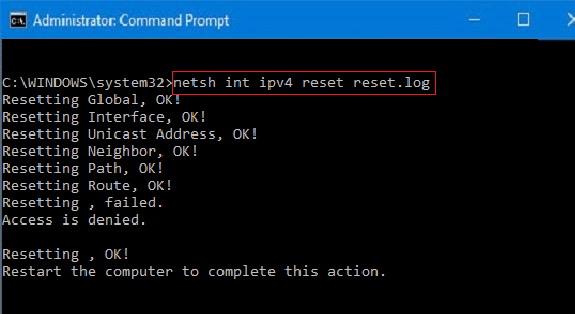 ip4 reset in windows