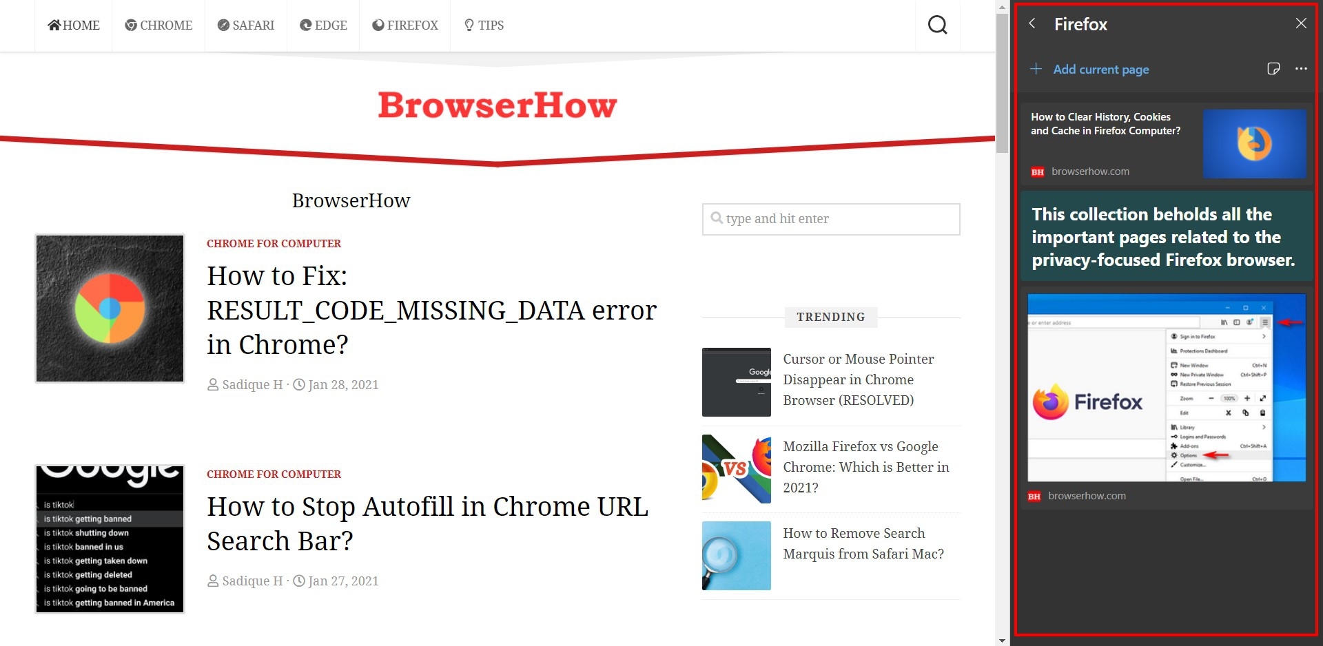 Microsoft Edge Collections Feature