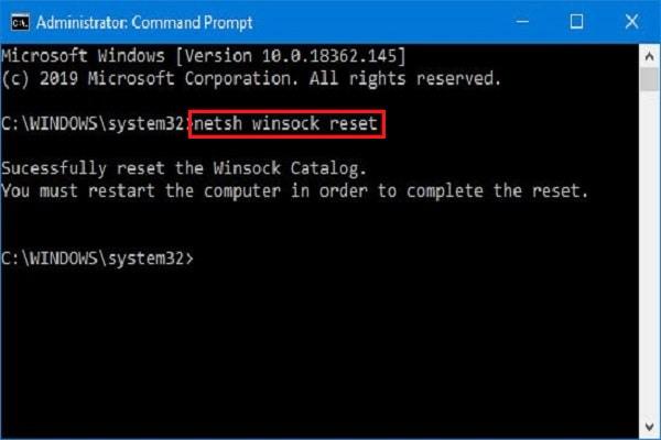 netsh winsock reset