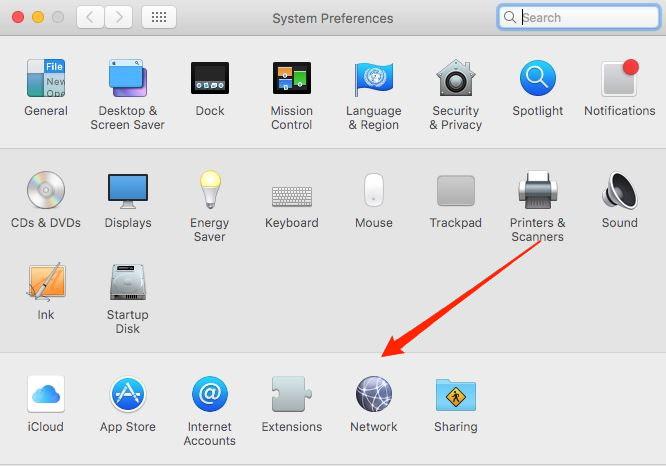 Network menu in macOS System Preference
