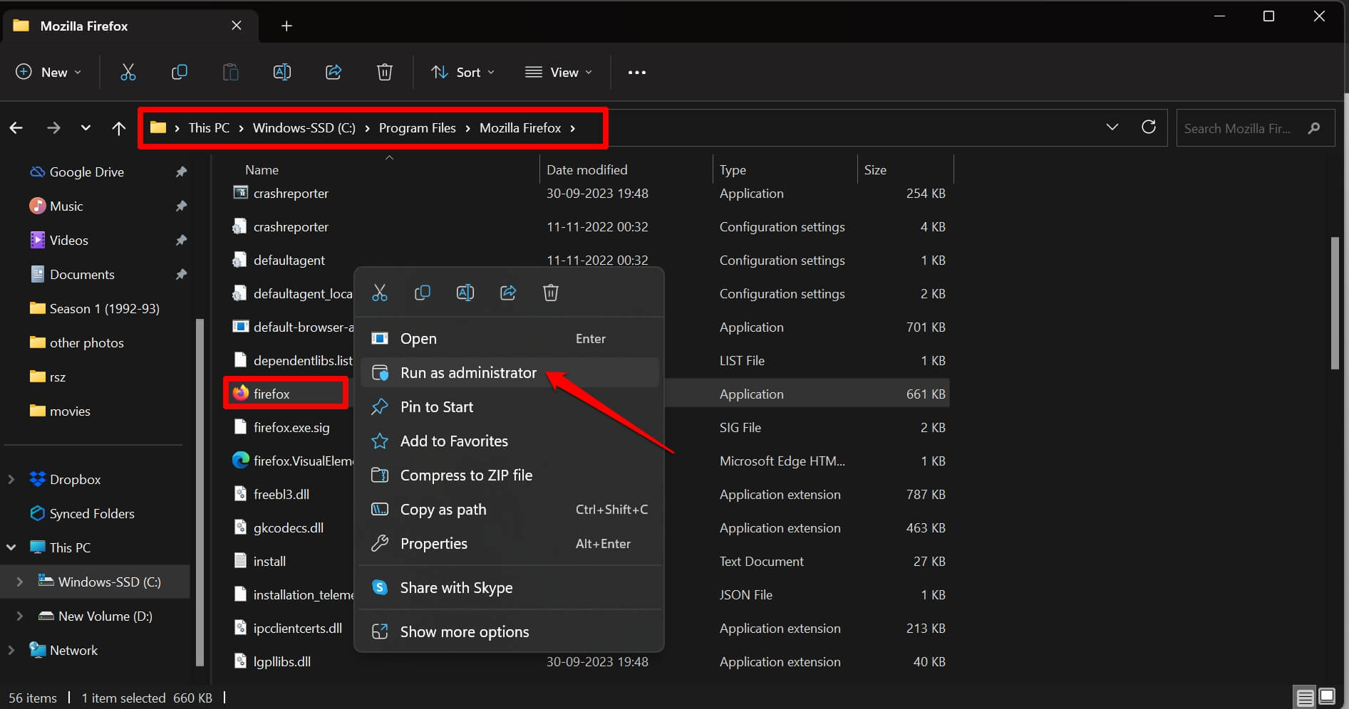Open Firefox program with Run as Administrator on Windows PC