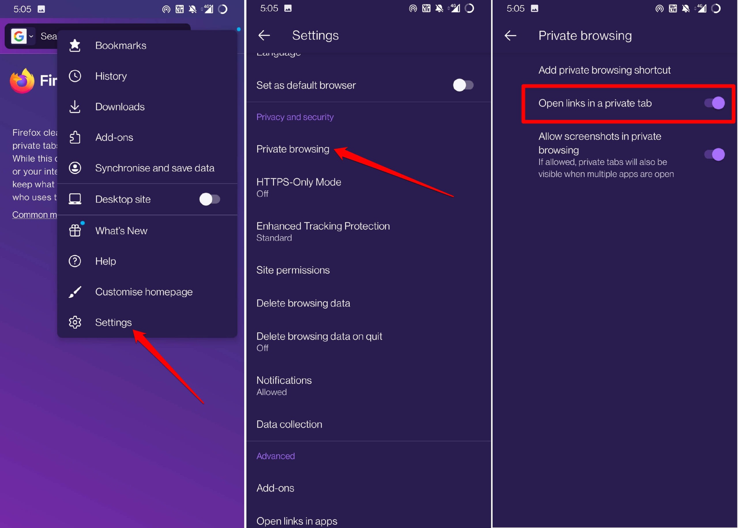 open links in a private tab on Firefox android scaled