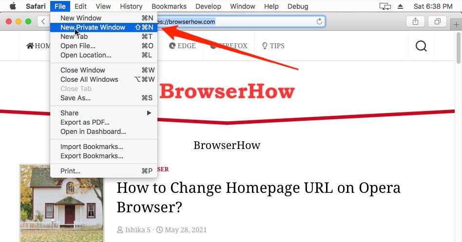 Open New Private Window in Safari