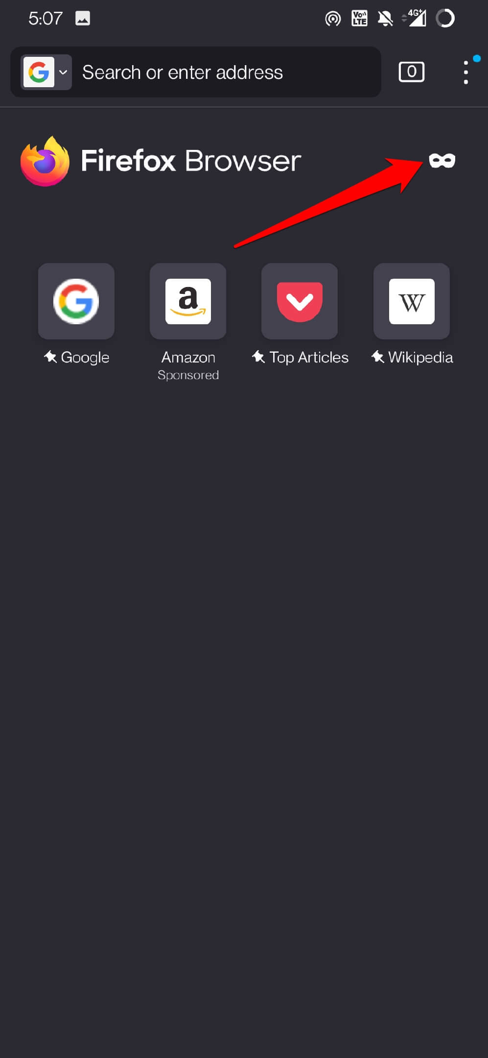 open private mode browsing in Firefox Android