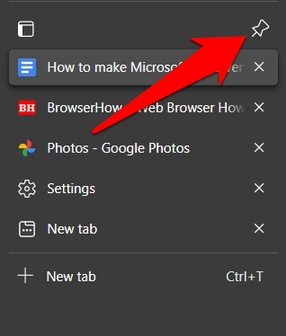 Pin Vertical Tab bar in Microsoft Edge