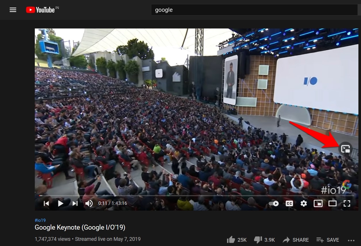 PiP mode option in Firefox on YouTube video