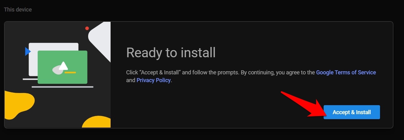 Ready to Install Chrome Remote Desktop package on the computer