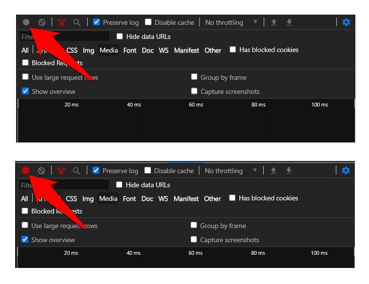 Recording the Chrome Network tab for HAR file