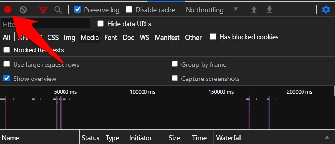 Recording the Network Tab in Chrome browser