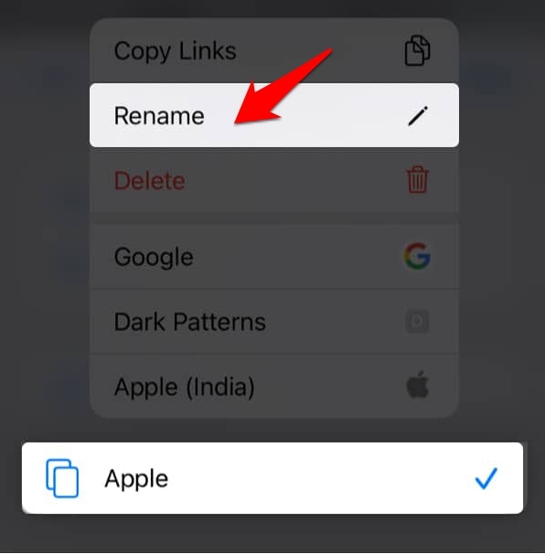 Rename a Tab Group in Safari iOS