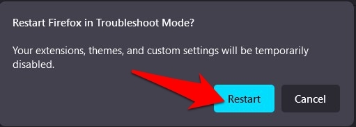 restart firefox in troubleshooting mode