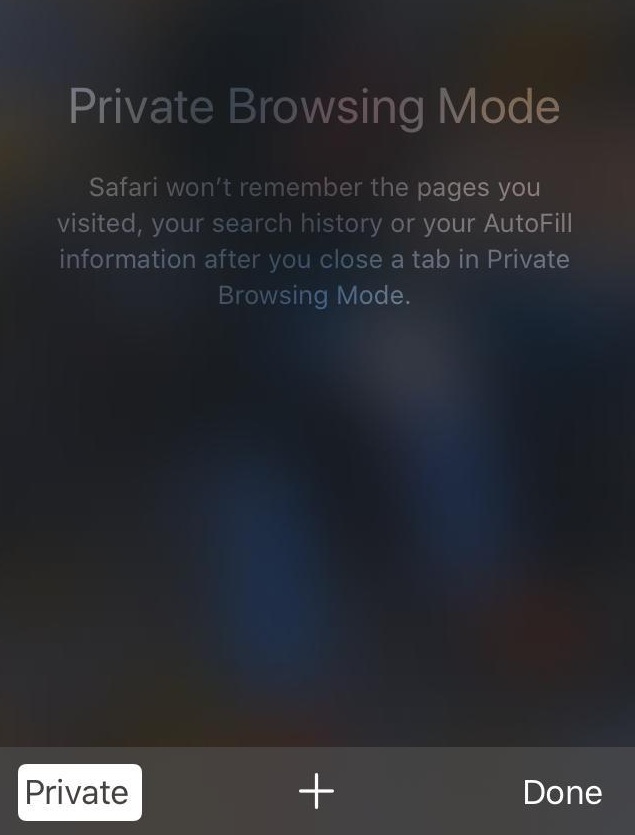 Safari iOS Private Browsing Mode